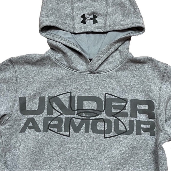 UNDER ARMOUR Threadborne Grey Graphic Print Hoodie Loose Fit Youth Size XL - Picture 2 of 2